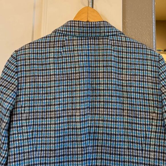 Women Talbots Blue/Multicolor Houndstooth Wool Blend Blazer-Size 10 *Runs Small‎ - Picture 3 of 10